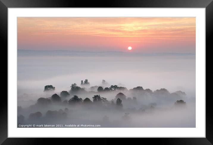 Glastonbury Fog Framed Mounted Print by mark lakeman