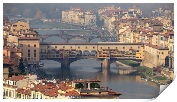 The Ponte Vecchio in Florence, Italy Print by Alan Crawford