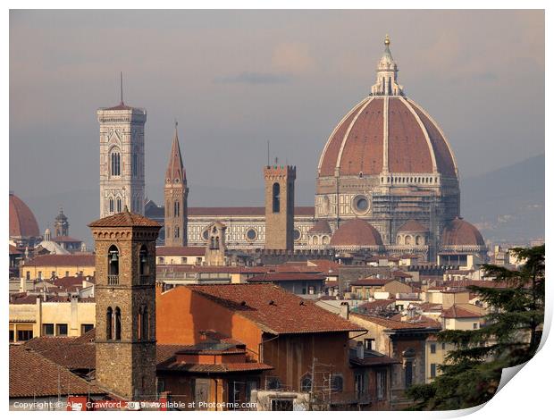 Brunelleschi's Dome and Florence Cathedral, Italy Print by Alan Crawford