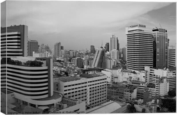 Cityscape of downtown Bangkok, Thailand. Canvas Print by Peter Bolton