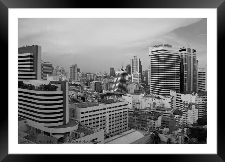 Cityscape of downtown Bangkok, Thailand. Framed Mounted Print by Peter Bolton