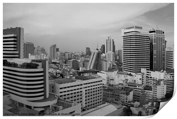 Cityscape of downtown Bangkok, Thailand. Print by Peter Bolton