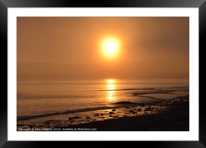 Misty Sunset, Marazion, Cornwall, England  Framed Mounted Print by Rika Hodgson