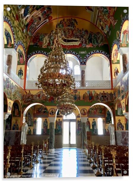 Interior of St. Gerasimos Cathedral, Kefalonia Acrylic by Gaynor Ball