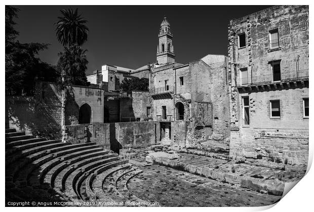 Lecce Roman Theatre (Teatro Romano) mono Print by Angus McComiskey