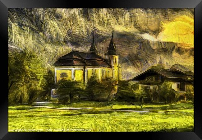 Austrian Alps Church Van Gogh Framed Print by David Pyatt