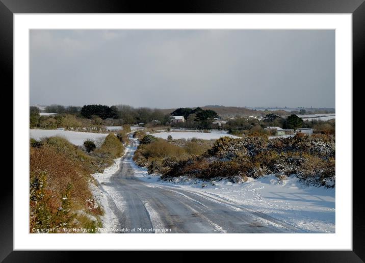 Snowy Countryside, Horsedowns, Cornwall Framed Mounted Print by Rika Hodgson