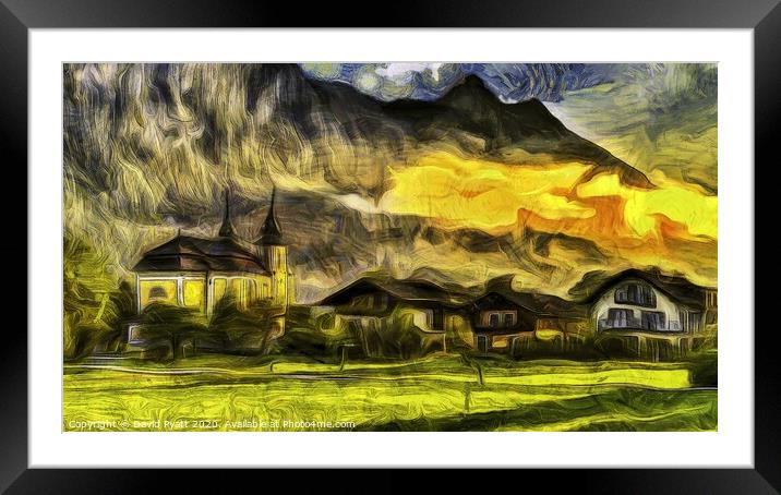 Austrian Alps Church Panorama  Framed Mounted Print by David Pyatt