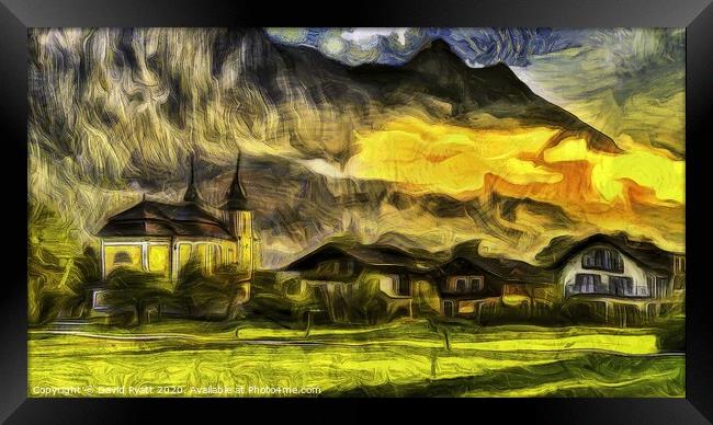 Austrian Alps Church Panorama  Framed Print by David Pyatt