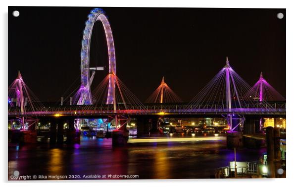 London Eye and Golden Jubilee Bridges, London Acrylic by Rika Hodgson