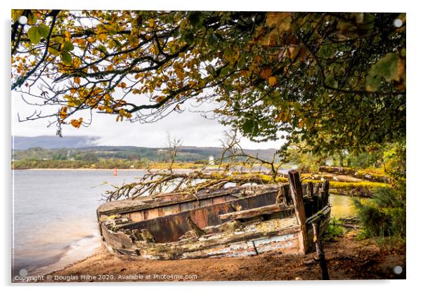 Wreck of the Ballachulish Ferry Boat Acrylic by Douglas Milne