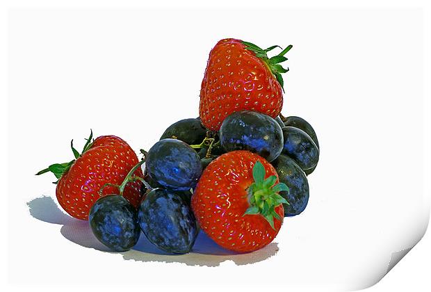 Strawberries and  grapes Print by Doug McRae