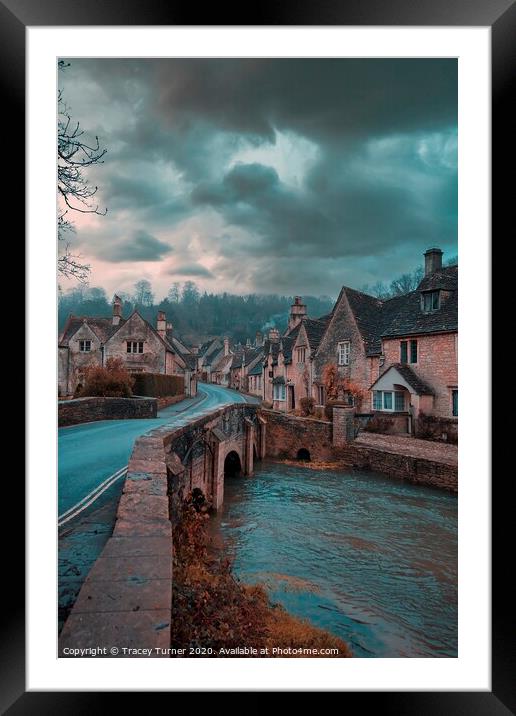 A Wintery Castle Combe in the Cotswolds Framed Mounted Print by Tracey Turner