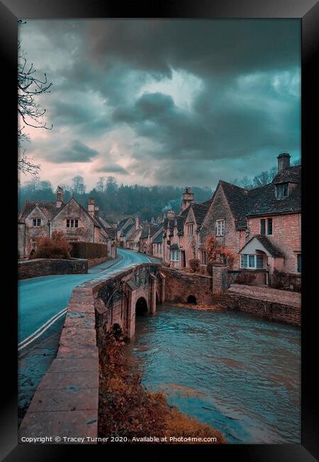 A Wintery Castle Combe in the Cotswolds Framed Print by Tracey Turner