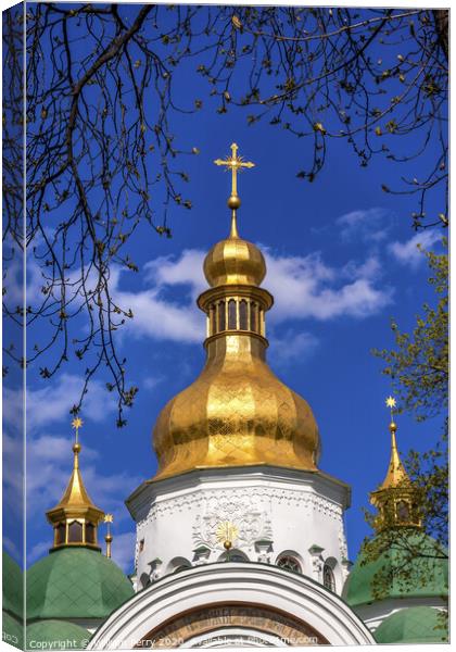 Saint Sophia Sofia Cathedral Spires Tower Sofiyskaya Square Kiev Canvas Print by William Perry