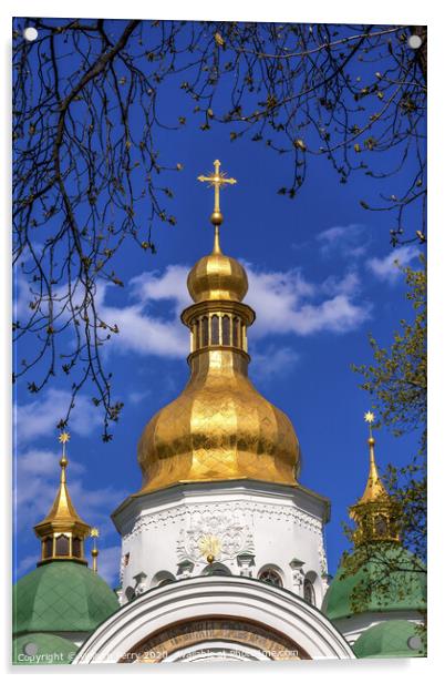 Saint Sophia Sofia Cathedral Spires Tower Sofiyskaya Square Kiev Acrylic by William Perry