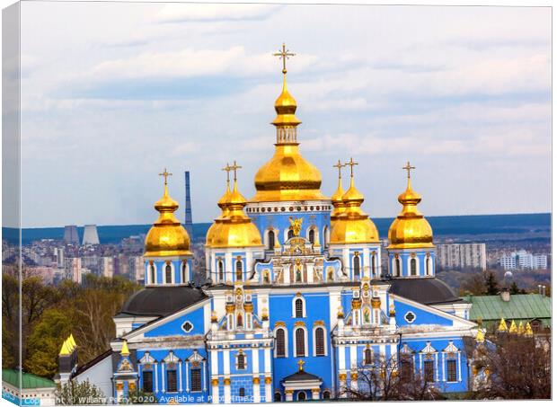 Saint Michael Monastery Cathedral Spires Tower Kiev Ukraine Canvas Print by William Perry