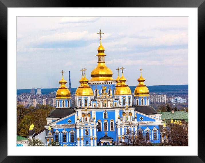 Saint Michael Monastery Cathedral Spires Tower Kiev Ukraine Framed Mounted Print by William Perry