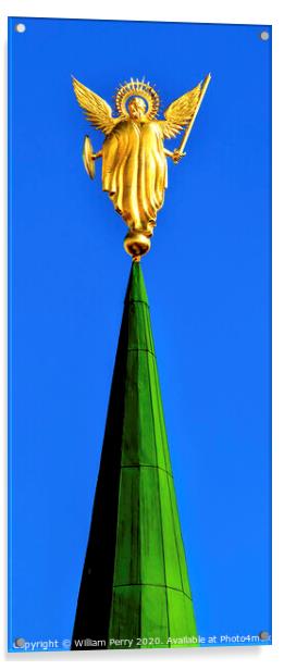 Archangel Michasel Statue Saint Sophia Sofia Cathedral Kiev Ukra Acrylic by William Perry