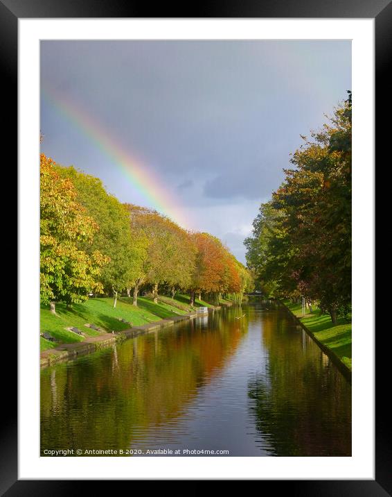 Rainbow over the Canal in Hythe  Framed Mounted Print by Antoinette B