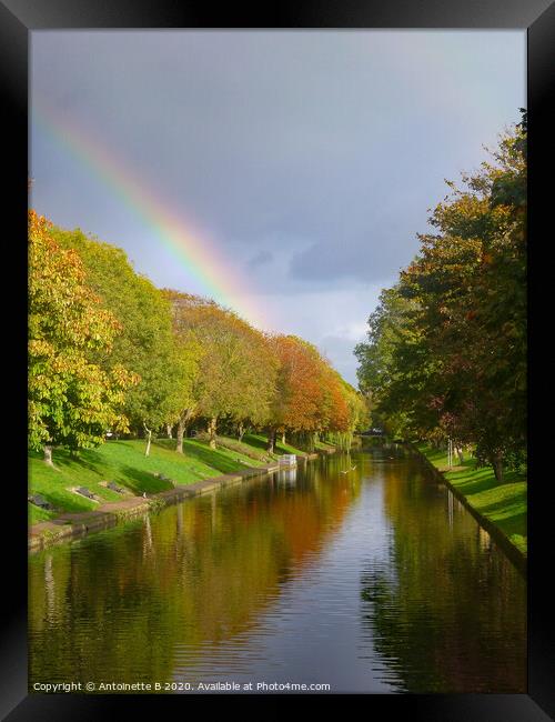Rainbow over the Canal in Hythe  Framed Print by Antoinette B