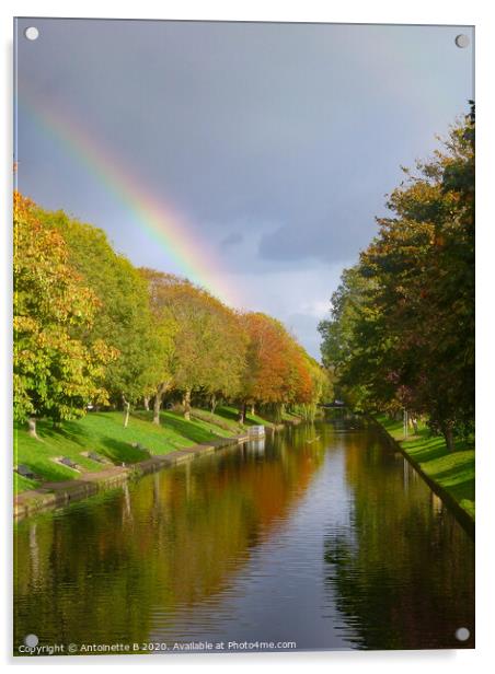 Rainbow over the Canal in Hythe  Acrylic by Antoinette B