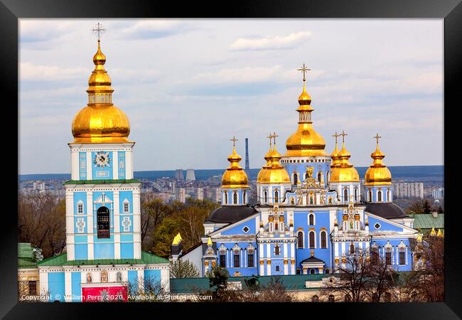 Saint Michael Monastery Cathedral Spires Tower Kiev Ukraine Framed Print by William Perry