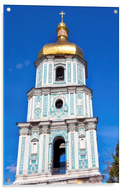 Saint Sophia Sofia Cathedral Tower Sofiyskaya Square Kiev Ukrain Acrylic by William Perry