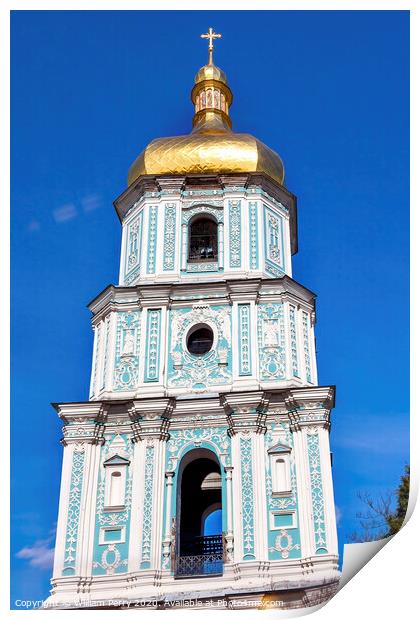 Saint Sophia Sofia Cathedral Tower Sofiyskaya Square Kiev Ukrain Print by William Perry