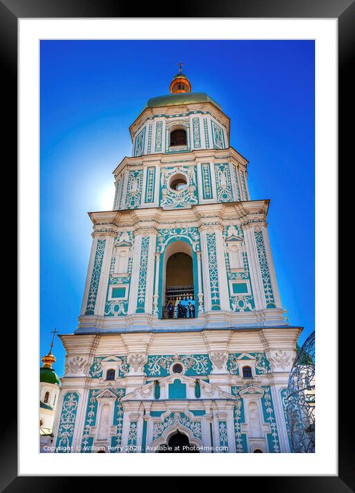 Saint Sophia Sofia Cathedral  Tower Sofiyskaya Square Kiev Ukrai Framed Mounted Print by William Perry