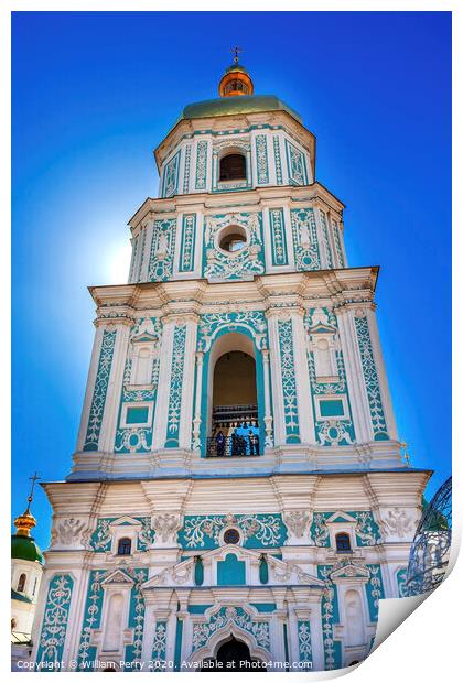 Saint Sophia Sofia Cathedral  Tower Sofiyskaya Square Kiev Ukrai Print by William Perry