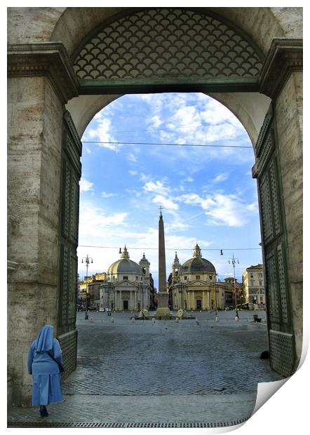Entering Piazza del Popolo Rome Italy Print by MIKE POBEGA