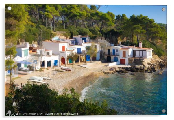 Cala S'Alguer, picturesque fishing village, Palamo Acrylic by Jordi Carrio