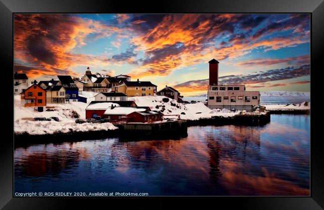 "Sunset in the snow" Framed Print by ROS RIDLEY