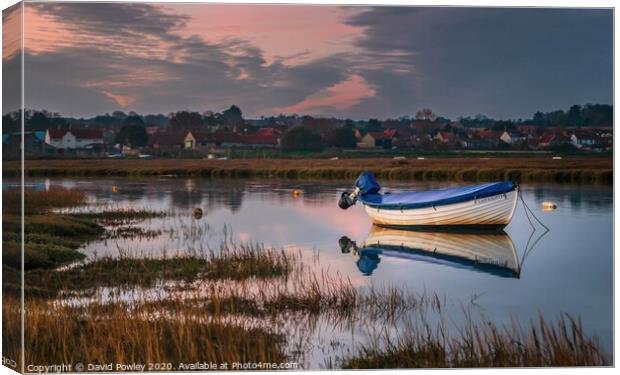 Blakeney Boat Reflections Norfolk Canvas Print by David Powley