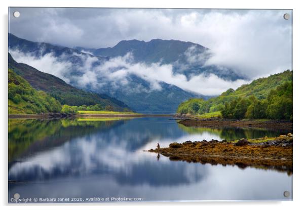 Loch Leven Misty Mountains Reflection Scotland Acrylic by Barbara Jones