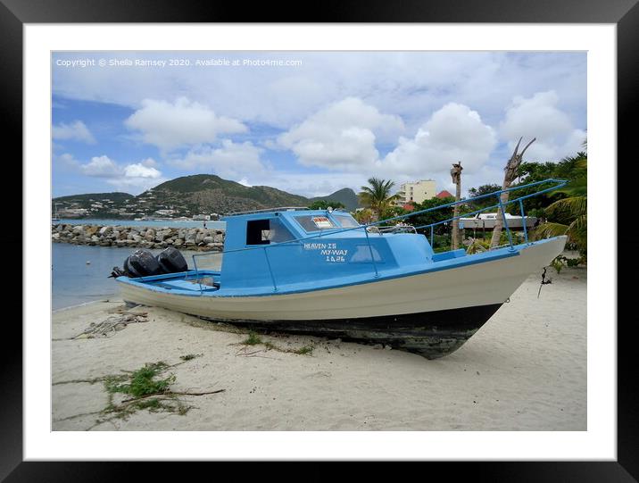 Boat For Sale St Maarten Framed Mounted Print by Sheila Ramsey