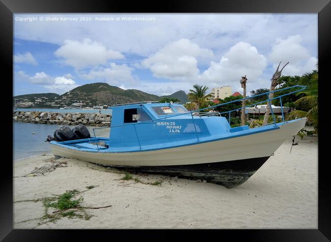 Boat For Sale St Maarten Framed Print by Sheila Ramsey