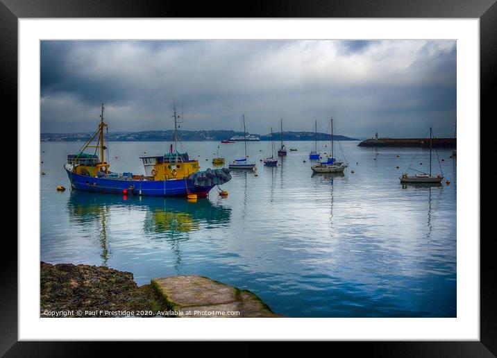 Brixham Outer Harbour Framed Mounted Print by Paul F Prestidge