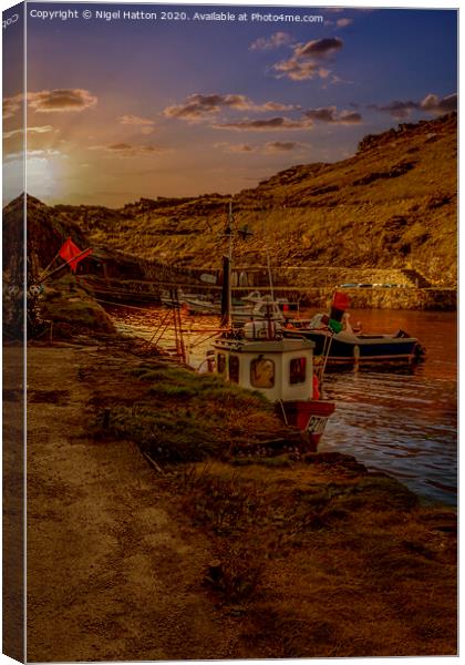Boscastle Harbour At Sunset Canvas Print by Nigel Hatton