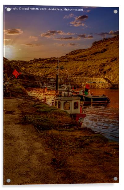 Boscastle Harbour At Sunset Acrylic by Nigel Hatton