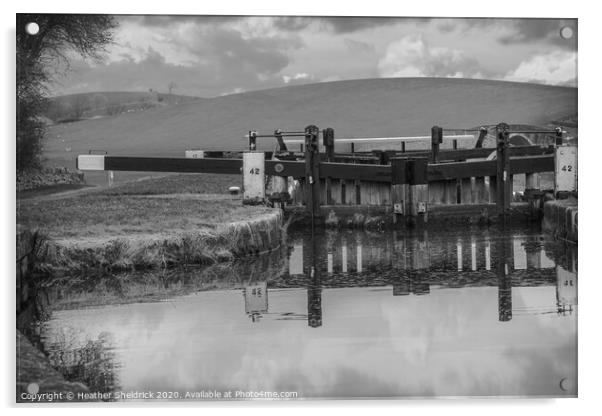 Lock on Leeds and Liverpool Canal Acrylic by Heather Sheldrick