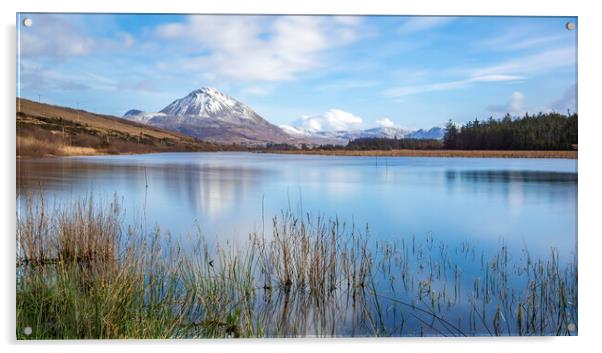The Ethereal Splendor of Mount Errigal Acrylic by KEN CARNWATH