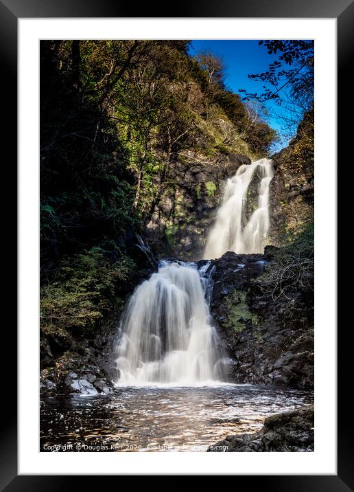 Rha Waterfall, Skye Framed Mounted Print by Douglas Kerr
