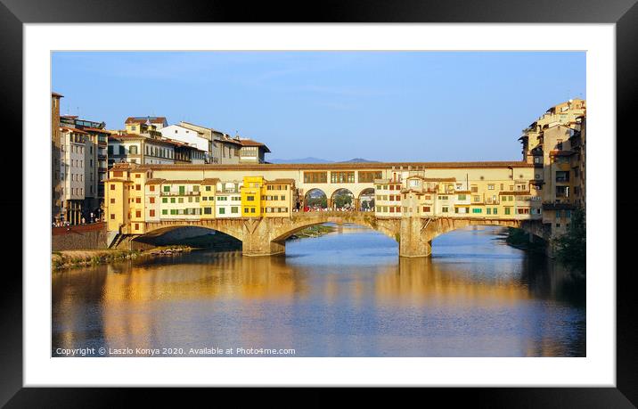Ponte Vecchio - Florence Framed Mounted Print by Laszlo Konya