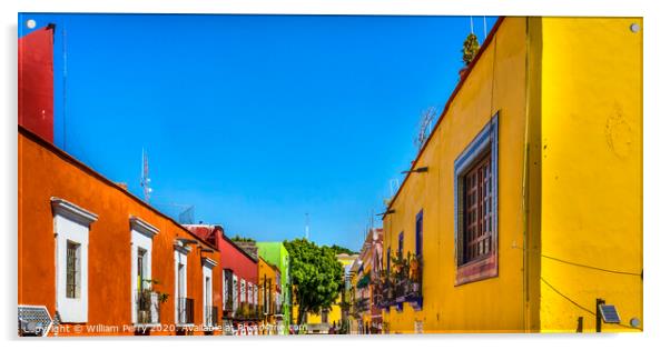 Orange Yellow Colorful Shopping Street Puebla Mexico Acrylic by William Perry