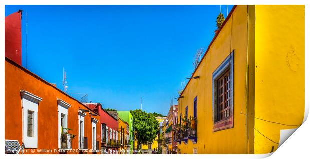Orange Yellow Colorful Shopping Street Puebla Mexico Print by William Perry