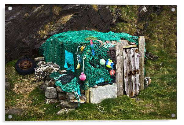A Cornish Beach hut Acrylic by Pete Hemington