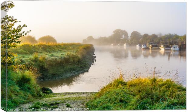 Autumn mist at River Arun Canvas Print by Geoff Smith
