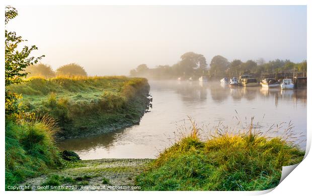 Autumn mist at River Arun Print by Geoff Smith